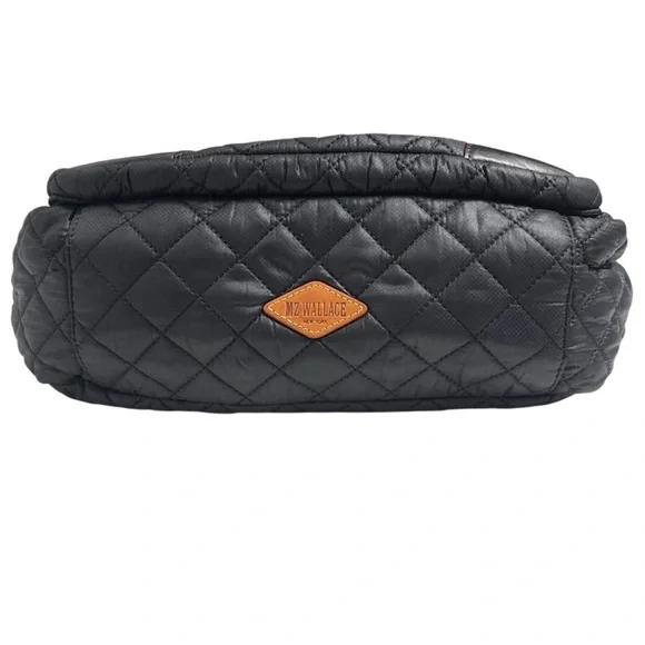 MZ WALLACE Medium Crosby Quilted Nylon Black Crossbody Magazine Tote Purse Bag - Picture 4 of 9